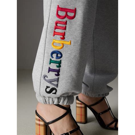 burberry embroidered sweatpants grey|burberry sweatpants women's.